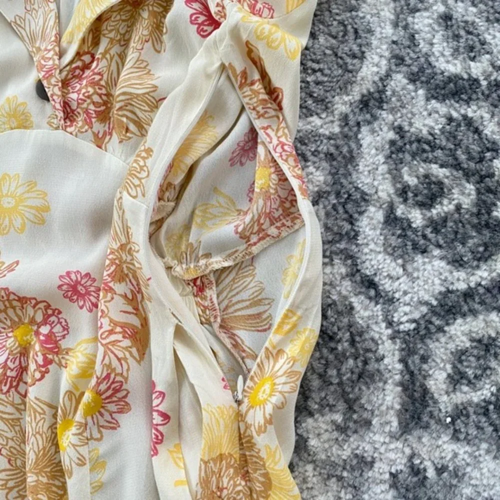 Free People Hawaii Short Sleeve Mini Dress in Cream with Floral - Picture 13 of 15